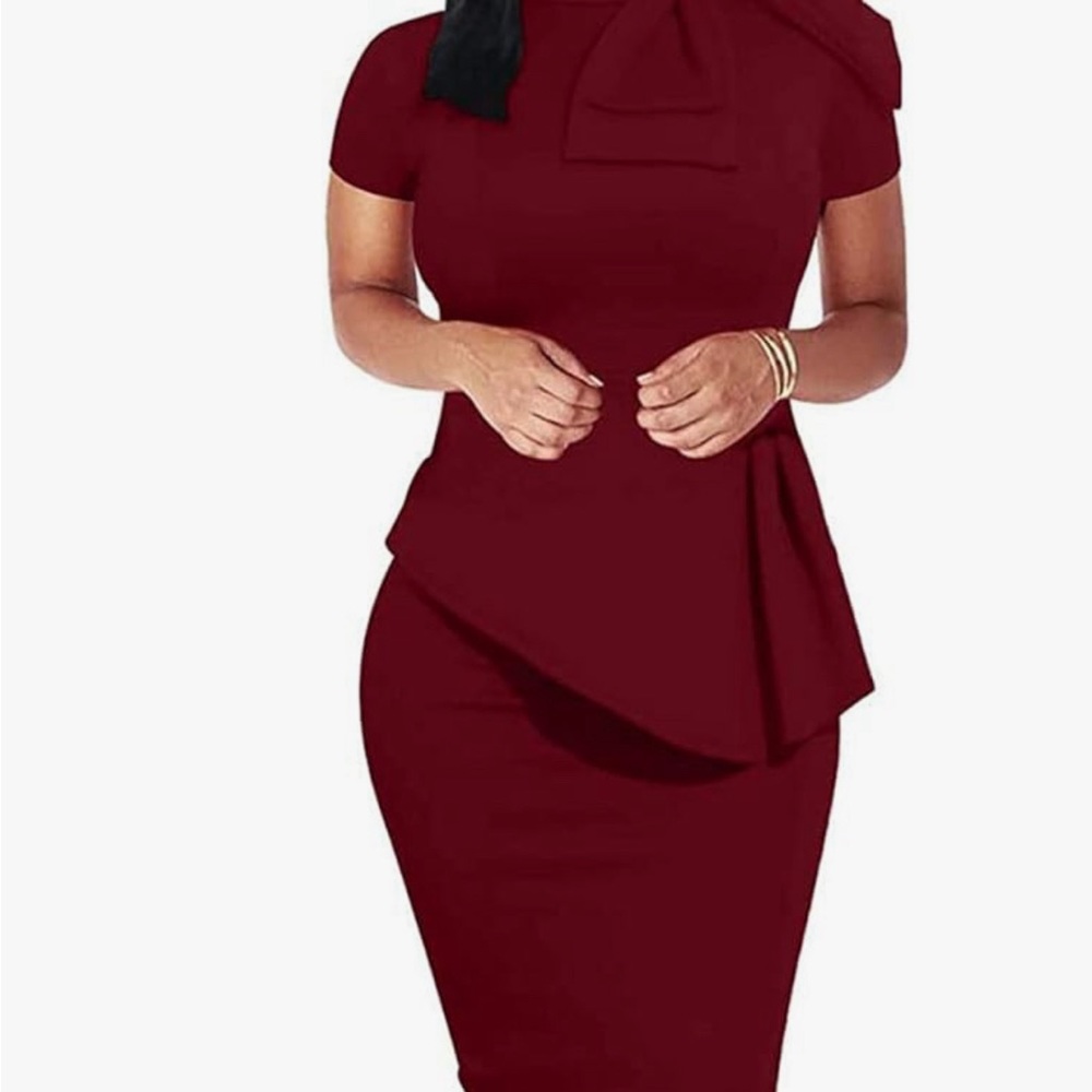 Burgundy Peplum Dress.